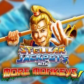 Stellar Jackpots with More Monkeys online game logo by Lightning Box Game on lizzarocasino.com
