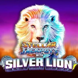 Stellar Jackpots with Silver Lion slot logo by Lightning Box Game at Lizaro Casino